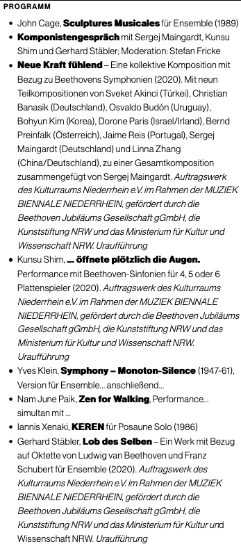 Lob des Selben – Performance-Konzert II: Programm