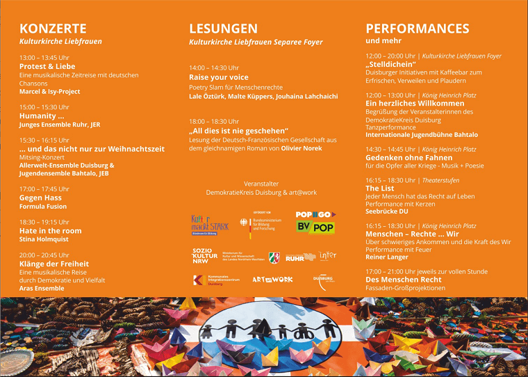 Innenteil des Flyers 'Des Menschen Recht'