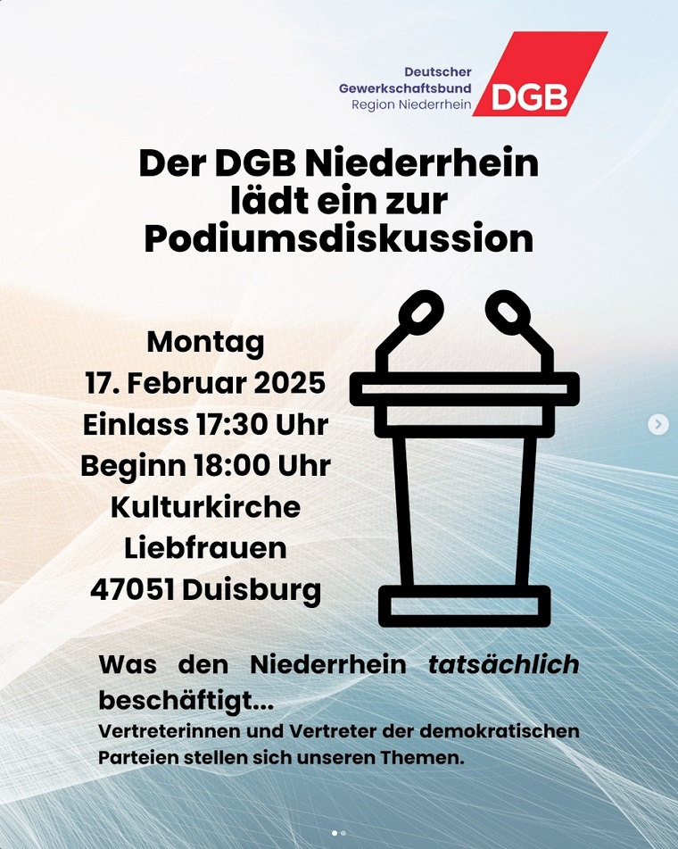 DGB-Niederrhein: Podiumsdiskussion
